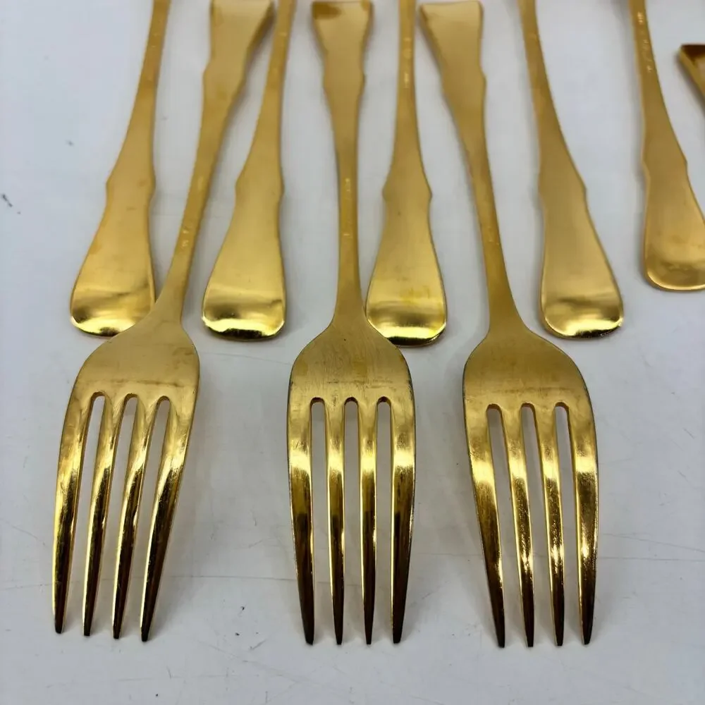 Northland Stainless Gold Spoons Forks Japan 18 Pcs Cottagecore